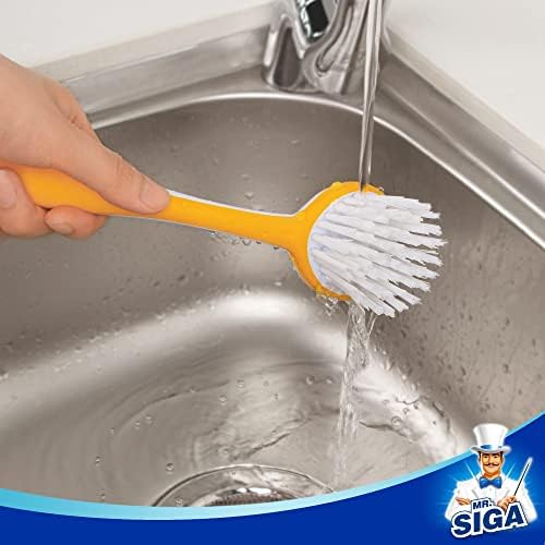 MR.SIGA Round Dish Brush with Suction Cup, Pack of 3 - Image 6