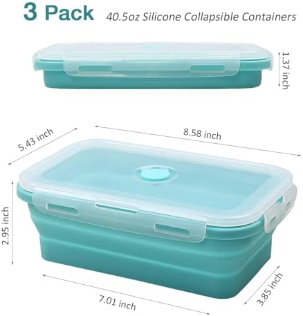 Alimat PluS 40.5oz Collapsible Silicone Food Storage Containers 4 Pack - Image 2