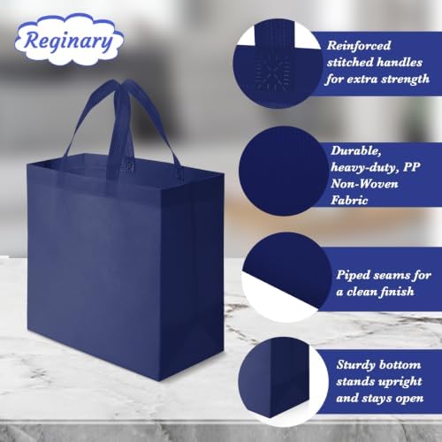 Reginary 100 PCS Non Woven Tote Bags Bulk,Black,Navy Blue - Image 5