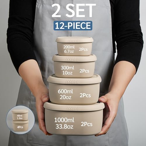 ISSEVE 12Pcs/Set Nesting Silicone Food Storage Containers with Lids - Image 3