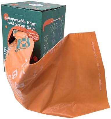 Compostable Trash Bags 13 Gallon, Tall Kitchen Heavey Duty Food Waste Bags, Extra Thick, Certified US BPI ASTM D6400, 49.2 Liter, 50 Count by MoonyGreen