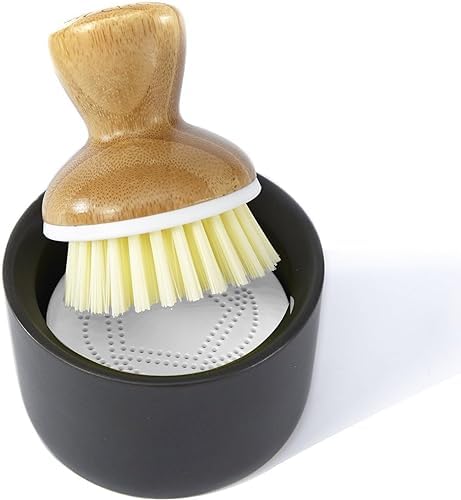 Full Circle Bubble Up Soap Dispenser & Dish Brush Set, Black & White (Pack of 4) by Unknown