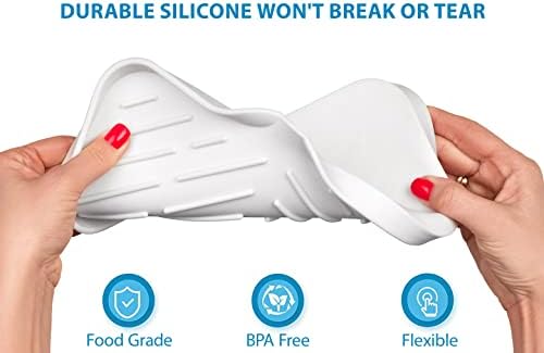 1 Pc Cream Silicone Sponge Holder | Sink Tray for Dish Sponges and Soap Organization | 9.45 x 5.51 - Image 4
