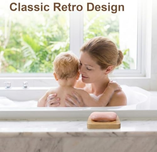 2 Pcs Bamboo Soap Holder, 2 Styles Soap Tray for Shower Kitchen Sink - Image 5