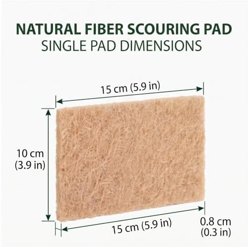 32 Pack Natural Scouring Pads, Coconut Husk Non Scratch Dish Scrubbing Pads - Image 5