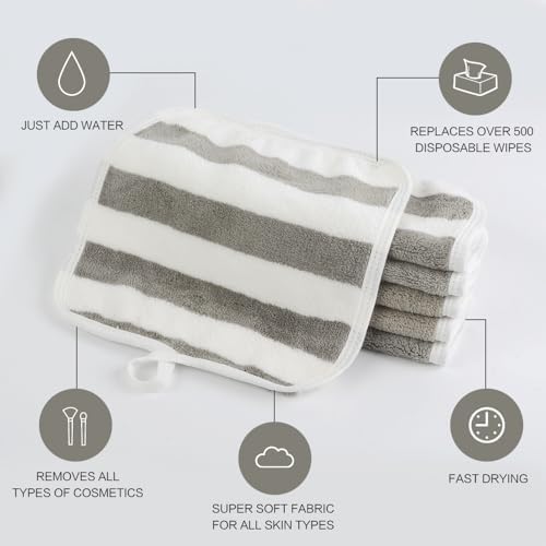 SINLAND Microfiber Facial Cloths Fast Drying Washcloth 8inch x 8inch Absorbent Face Wash Cloth Soft Makeup Remover Cloths - Image 4