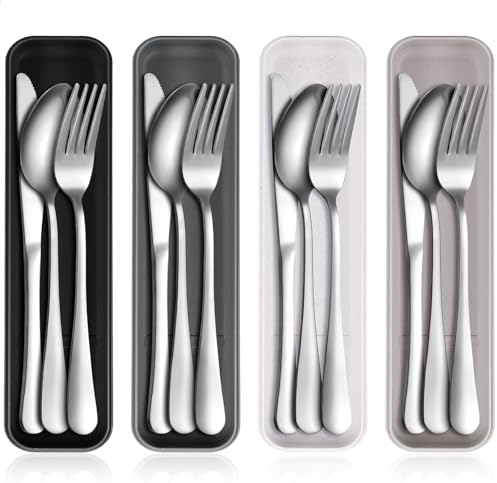 Yinkin 4 Pack Travel Silverware Set with Case for Lunch,Black by Yinkin