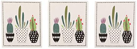 DII Swedish Dishcloths for Kitchen & Cleaning, Reusable, Machine Washable & Dishwasher Safe, Biodegradable, 7.75 x 6.75, Succulents, 3 Piece - Image 2