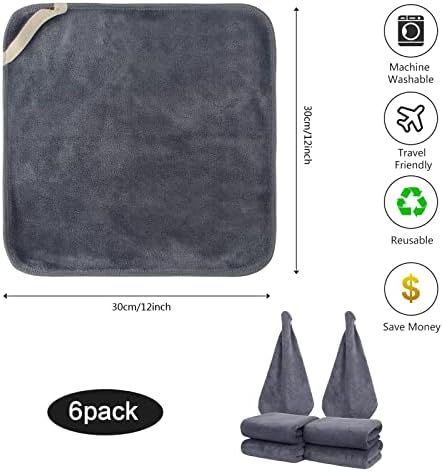 SINLAND Microfiber Facial Cloths Fast Drying Washcloth 12inch x 12inch Grey 12 Pack … - Image 2