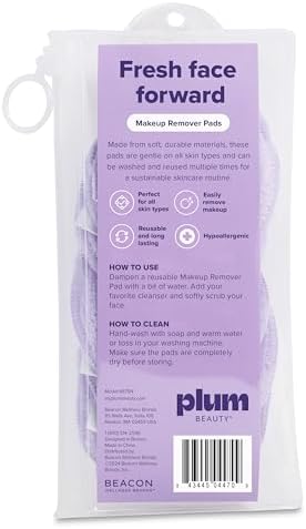 Plum Beauty Reusable Makeup Remover Pads - Soft Face Cleansing Pad, 5 Count - Image 3