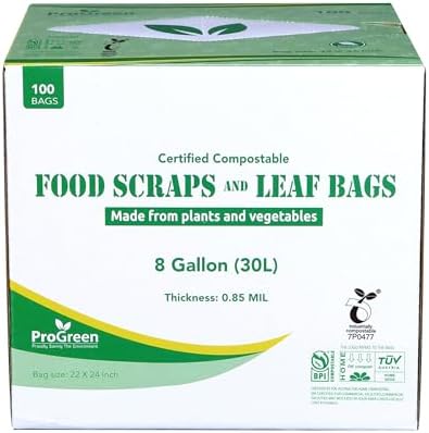 Compostable Trash Bags, Extra Thick, Compost Kitchen Bin Bags, Food Scraps Yard Waste Bags, ASTM D6400 BPI and TÜV AUSTRIA Certified (8 Gallon, Pack of 100) - Image 2