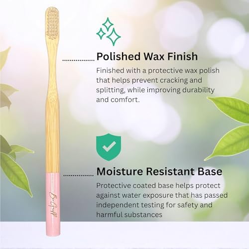 Bamboo Toothbrushes 4 Pack for Adults, Plant Based Bristles Derived from Castor Bean Oil, Soft Medium Bristles, Individually Wrapped Travel Toothbrushes, FSC Certified Packaging - Image 4
