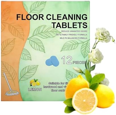 12pcs Floor Cleaner Tablets Hard Floor Cleaner Tablets, Pre-Measured Dissolvable Cleaning Solution for Tile, Vinyl, Hardwood, Fresh Lemon Scent, Compatible with Robot Mops & Wet/Dry Vacuums (12pc) by Unknown