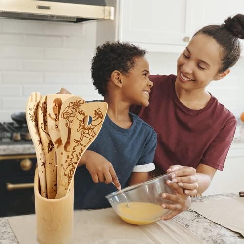 The Little Mermaid Organic Bamboo Spoons for Cooking Personalized Cartton Pattern Kitchen Burned Utensils Spatula Household Items Non-stick Kitchen Cookware Ideal Housewarming Present for Family - Image 5