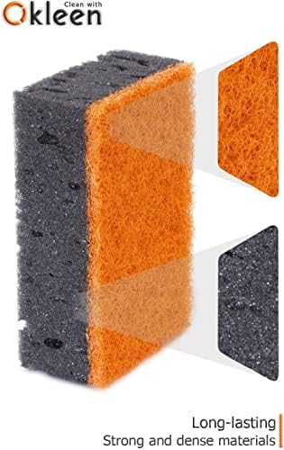 Black & Orange Multi Use Scrub Sponges. Made in Europe. 18 Pack, 4.3x2.8x1.4 inches. Heavy Duty and Non Scratch Fiber. Odorless Durable and Delicate Halloween Holiday Sponges - Image 5