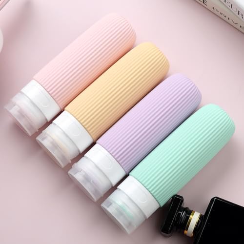 Mrsdry Travel Bottles for Toiletries, Tsa Approved 3oz Portable Travel Bottles, BPA Free Leak Proof Squeezable Silicone Travel Size Containers, Travel Accessories with Clear Toiletry Bag (4 Pack) - Image 6