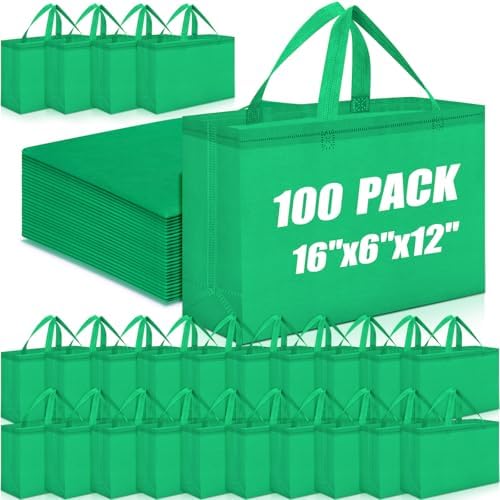 Windyun Reusable Grocery Bags Large Non Woven Shopping Bags with Handles Foldable Portable Tote, 16x6x12 Inch by Windyun