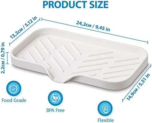 1 Pc Cream Silicone Sponge Holder | Sink Tray for Dish Sponges and Soap Organization | 9.45 x 5.51 - Image 2
