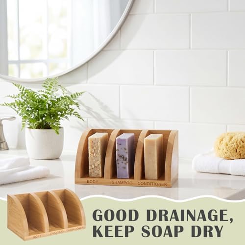 Shampoo Bar Holder Multi Bar Soap Dish, Bamboo, 6.3 x 3.3 x 3.1 Inch - Image 4