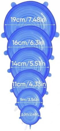 Silicone Stretch Lids, 6-Piece Reusable Bowl Covers (12, Blue) - Image 2