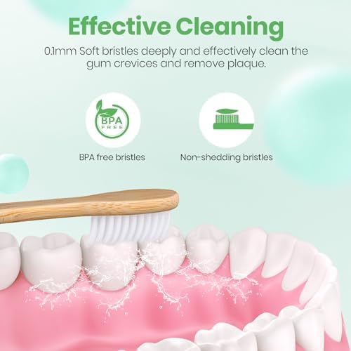 Daletu Bamboo Toothbrush Soft Bristle10-Pack, Biodegradable BPA Free Natural Toothbrush, Eco-Friendly, Wooden Organic Non-Plastic Travel Toothbrushes for Adults - Image 3