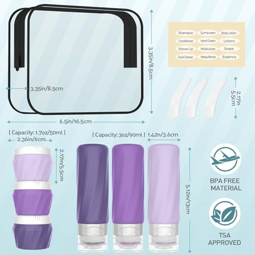 6Pcs Travel Bottles for Toiletries, Silicone Travel Size Containers Set - Image 2