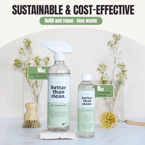 All Purpose Cleaner Starter Pack – Plant-Based, Fragrance Free, Empty Refillable, Cleaning Kit with 8oz Concentrate & 16oz Spray Bottle - Image 5
