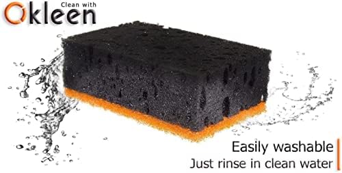 Black & Orange Multi Use Scrub Sponges. Made in Europe. 9 Pack, 4.3x2.8x1.4 inches. Heavy Duty and Non Scratch Fiber. Odorless Durable and Delicate Scrubber. Halloween Edition - Image 3