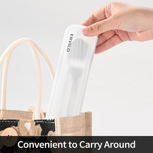 Travel Utensils with Case, Stainless Steel Portable Cutlery Set, Lunch Box Silverware for Work Camping Picnic, Reinforced Case with Snap-Lock Closure, Include Fork Spoon Knife Chopsticks, Silver - Image 6