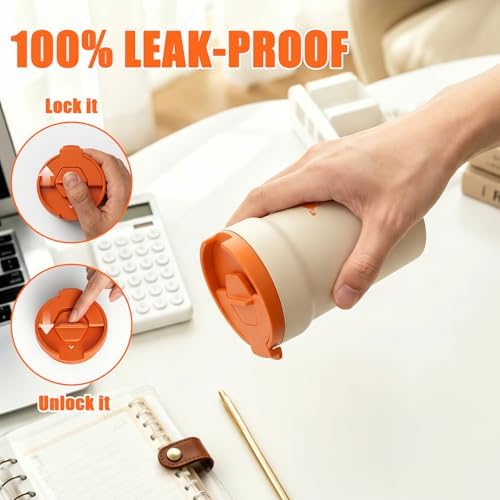 CHEERFUL GOAT Ceramic Coffee Mug, Leak Proof Travel Mug with Lid (White) - Image 6