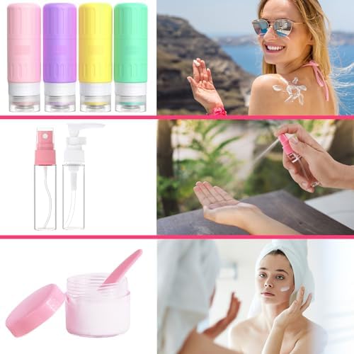 GLAMFIELDS Travel Bottles for Toiletries,TSA Approved 3.3oz Size LeakProof Silicone Toiletry Containers for Shampoo, Conditioner,Easy to Squeeze，Portable Travel Essentials for Lotion(18 Pack) Macaron - Image 5