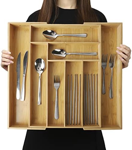 BAMOTTO CRAFTBAMBOO Expandable Bamboo Drawer Organizer for Kitchen, 8 Slot by BAMOTTOCRAFTBAMBOO