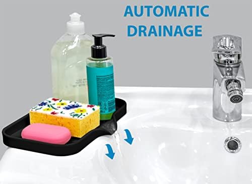 Multi-Functional Black Soap Holder - Soap Bar & Sponge Holder, Space-Saving Sink Caddy - Organize Your Kitchen! - Image 2