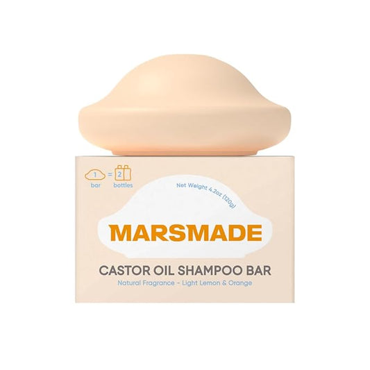Marsmade Castor Oil Shampoo Bar Hydrating & Moisturizing Natural Hair Soap for Bathing, Hair Growth & Scalp Nourishment, Solid Shampoo for All Hair Types (120g, 4.23 oz)