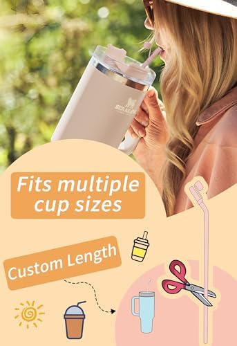 Doboli 12 Pack Replacement 12&13 inch Long Silicone Straw With Straw Cover,Compatible with Stanley 40 oz 30 oz Cup Tumbler, Reusable Straws with Cleaning Brush,for Stanley Tumbler Accessorie - Image 7