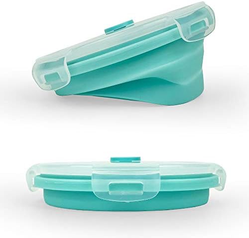 CARTINTS Small Collapsible Bowl Silicone Food Storage Containers Collapsible Camping Bowl for Travel Camping Hiking with Airtight Plastic Lids and 2Pack Silicone Dish Sponges- Blue, 350ml - Image 4