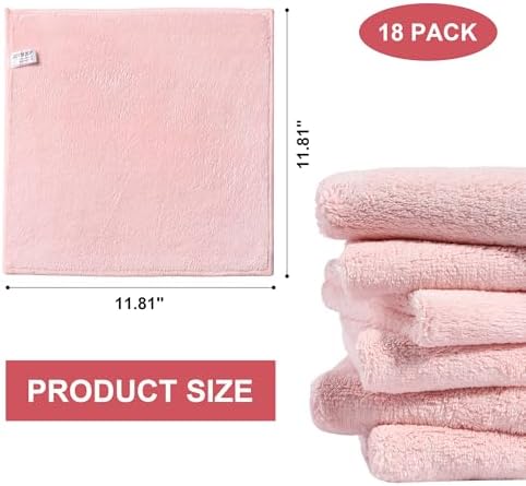 JOYMOOP Microfiber Cleaning Cloth, 18 Piece Set, Medium, Pink - Image 4