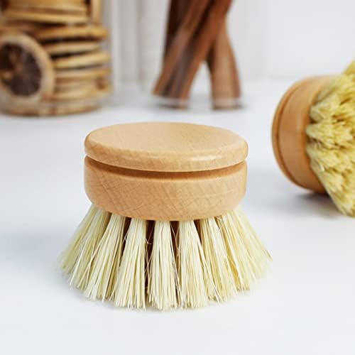 Bamboo Scrub Brush, Eco-Friendly Dish Brush, Replacement Heads 5 Pieces Natural Sisal Hemp and Beech Wood Scrubbing Brushes Kitchen Sink Cleaning - Image 3