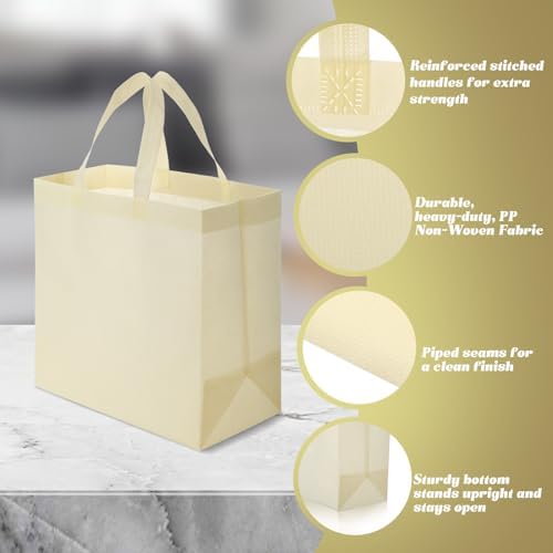 Reginary 100 PCS Non Woven Tote Bags Bulk,Beige - Image 4