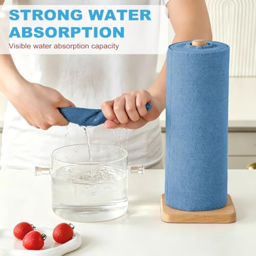 Puomue 55 Pack Microfiber Cleaning Cloth Roll, Tear Away Reusable Towels, 11" x 9", Ultra Absorbent & Lint Free Microfiber Cloth for Cleaning, Kitchen, Window, and Shop (Navy Blue, 9”x11”-55PK) - Image 3