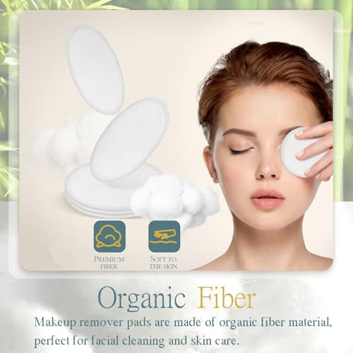 30 Pcs Natural Fiber Round Makeup Remover Pads, Washable Reusable Face Pads Cloth Rounds, Facial Cleansing Pads Wipes for All Skin Types Travel (White) - Image 3