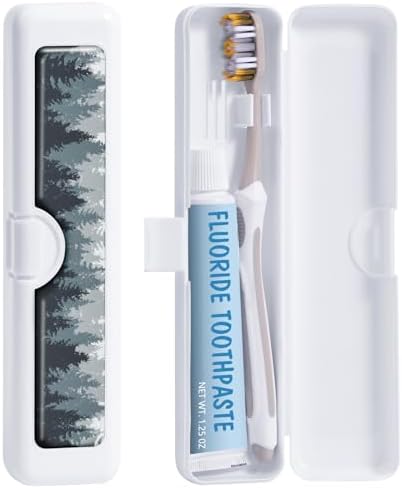 Toothbrush Travel Case - Colorful Pattern, Holder and Covers for Toothbrushes, Includes Tongue Scraper Case by Gerkia