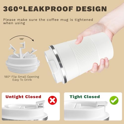 Vacuum Insulated Stainless Steel Travel Coffee Mug,Leak Proof Cup with Lid - Image 5