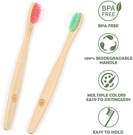 36 Kids Bamboo Toothbrushes Aged 5+, Individually Wrapped Bulk Toothbrush - Image 5