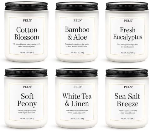 Scented Candles Gift Set, 6 Pack Clean Living Scented Candles by PELN