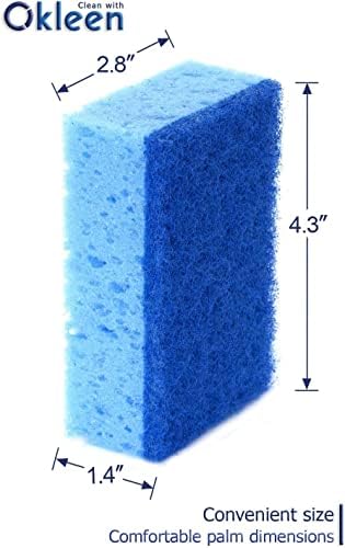 Blue Multi Use Scrub Sponge. Made in Europe. 18 Pack, 4.3x2.8x1.4 inches. Heavy Duty and Non Scratch Fiber. Odorless, Durable. Delicate Scouring Surface - Image 5