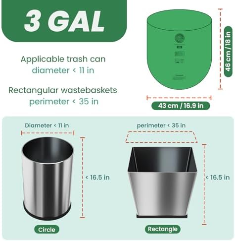 Compost Bags 3 Gallon,100 Count,Compost Food Scrap Waste Bags Fits Countertop Bin,Small Kitchen Food Scrap Waste Bags,Compost bin bags,Certified by BPI,ASTM D6400 and OK compost HOME certified - Image 3