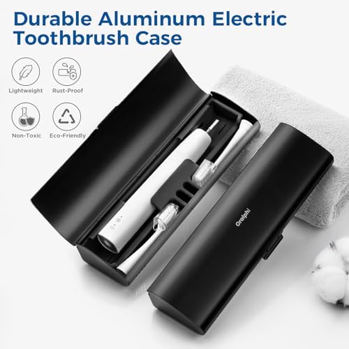 Aluminum Electric Toothbrush Travel Case, 2 in 1 Travel Toothbrush Holder for Oral B/Oral-B Pro 1000 1500 5000 and Most Electric Toothbrush for Traveling, Removable Silicone Liner-Black - Image 2