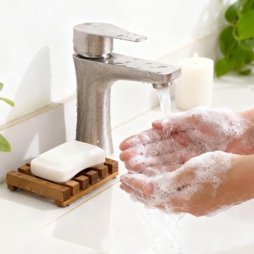 HTB Slotted Bar Soap Holder Teak Wood for Bathroom - Image 6