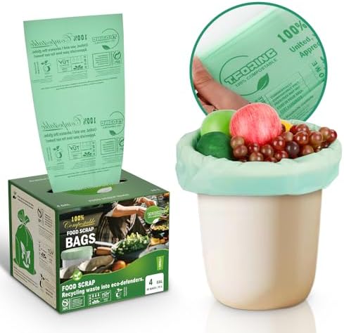 Compostable Trash Bags, 3-4 Gallon, 15 L,0.8 Mil, 80 Count by TFORING%C2%AE